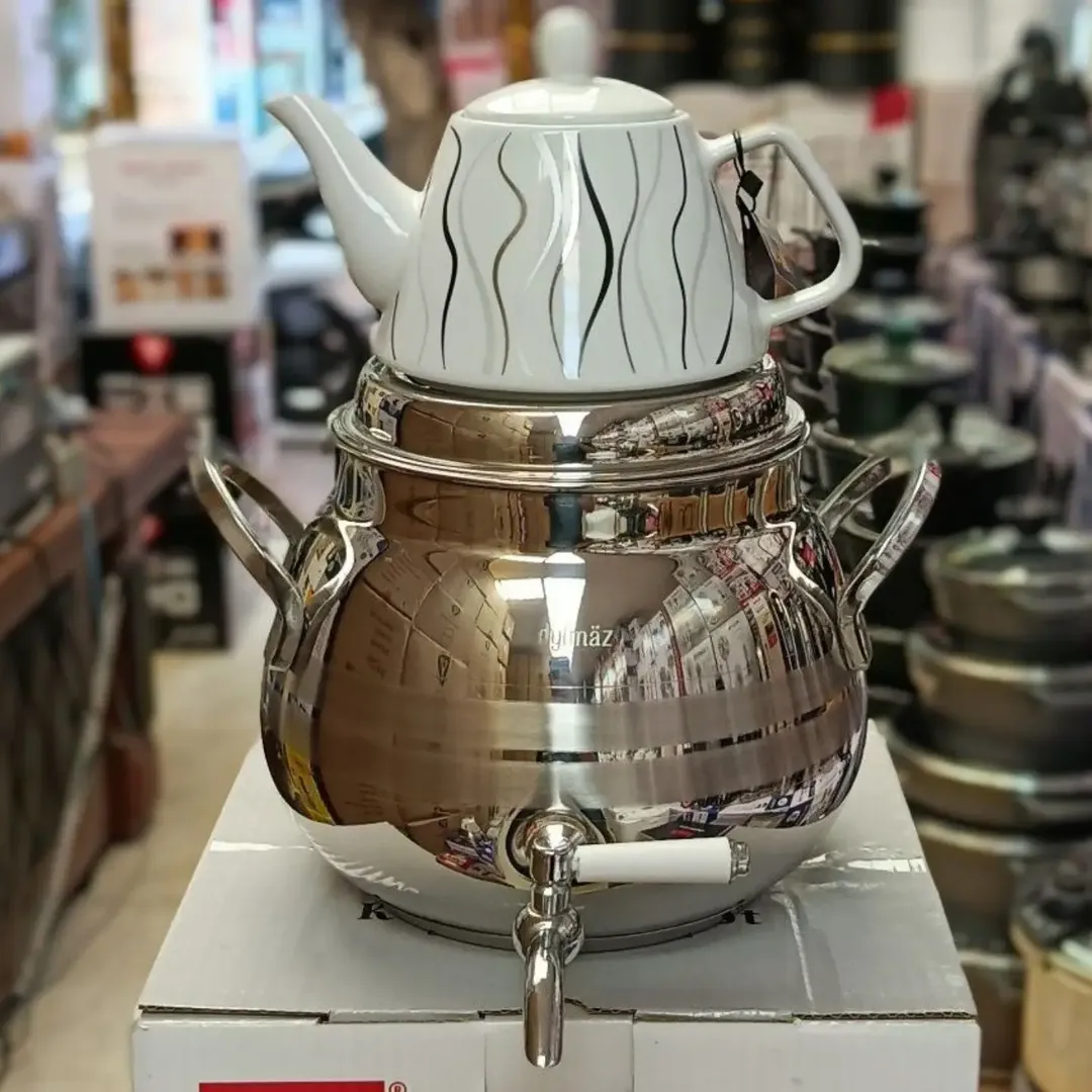 کتری و قوری شیردار دنیز پرو Dilmaz ورق ضخیم استیل کف چدن