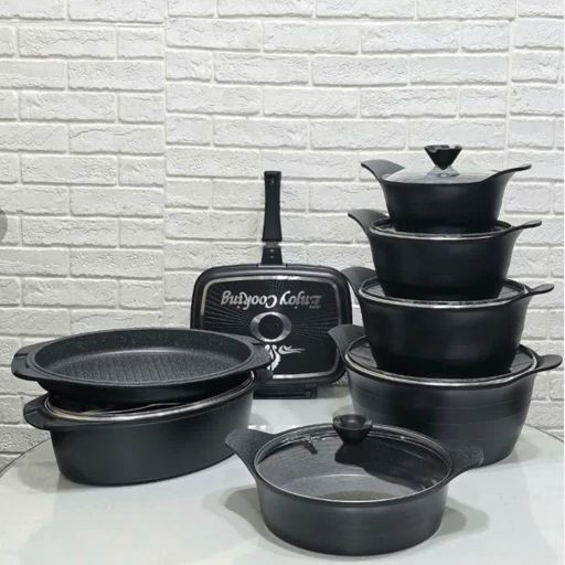 سرویس قابلمه چدن15پارچه بارولی